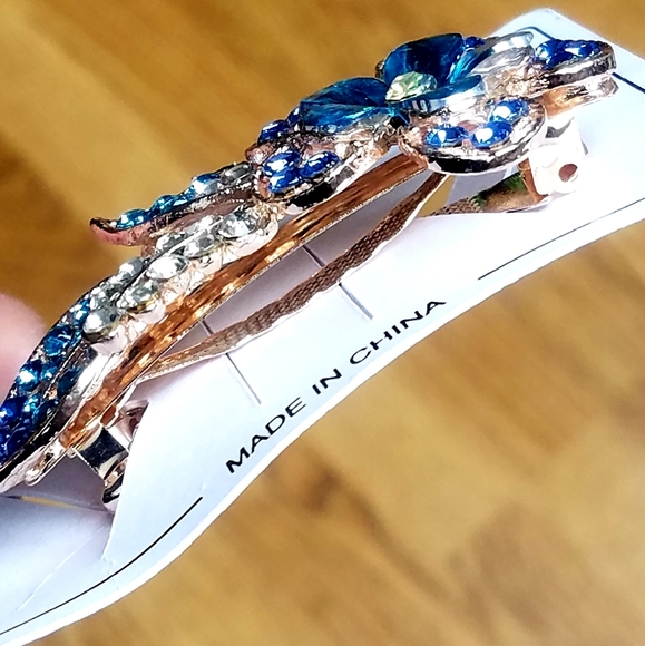 NWT Teal/Multi-Colored Rhinestones FLOWER Hair Barrette! - Picture 12 of 14